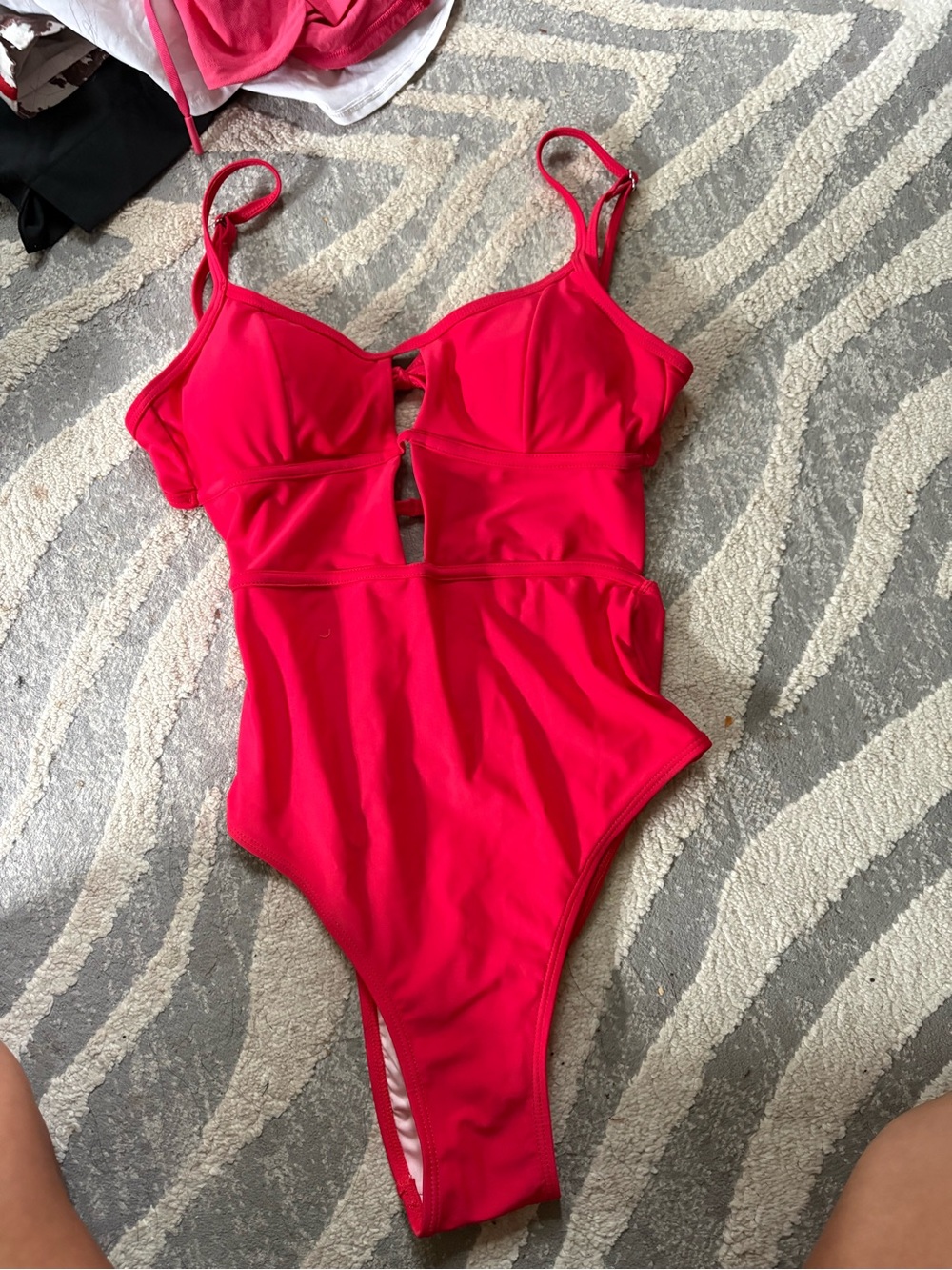 Bright red women’s one-Piece Swimsuit with Cutout